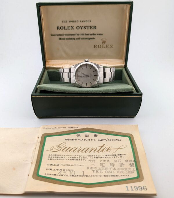 1970 Oyster Perpetual 34 ‘linen dial’ ref 6427, Box & Papers.