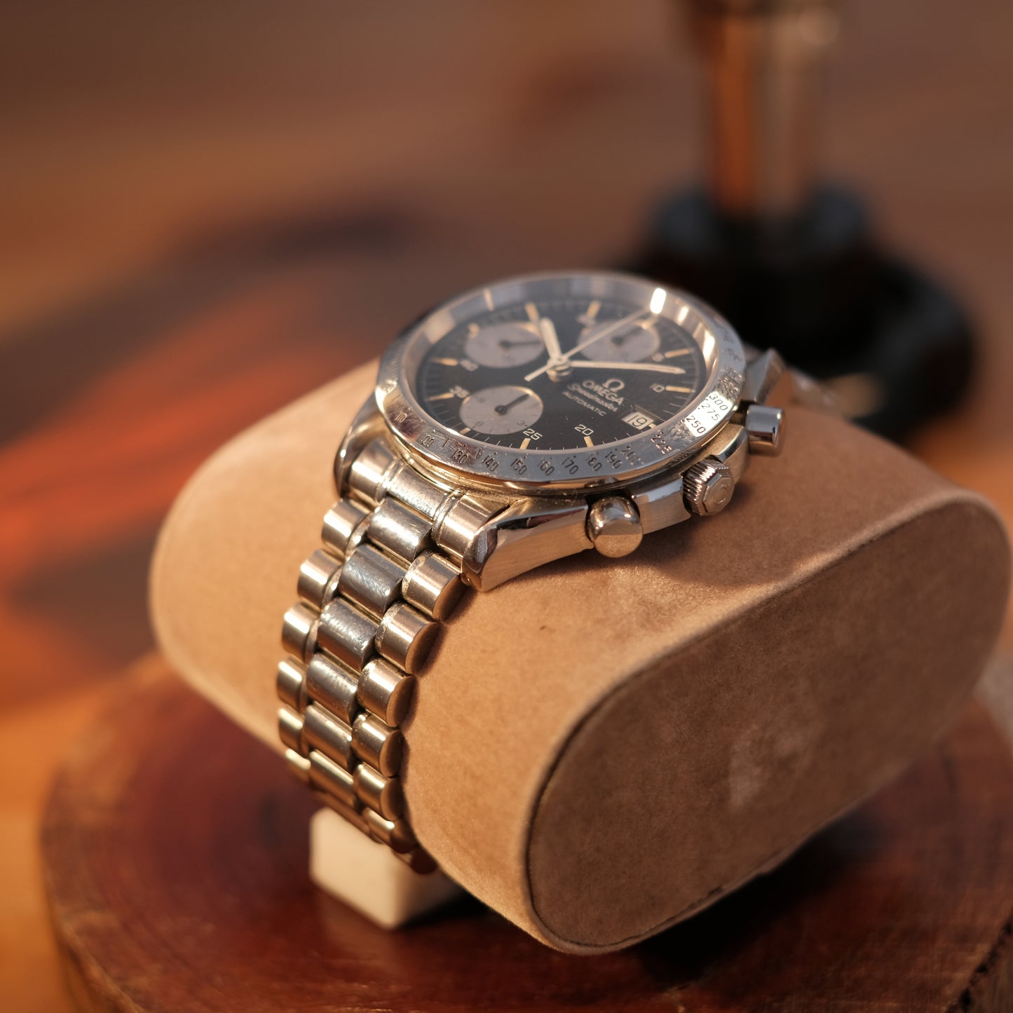 Circa 1990's Speedmaster Date Reverse Panda JDM Creamy Patina, Ref 3511.50 serviced.