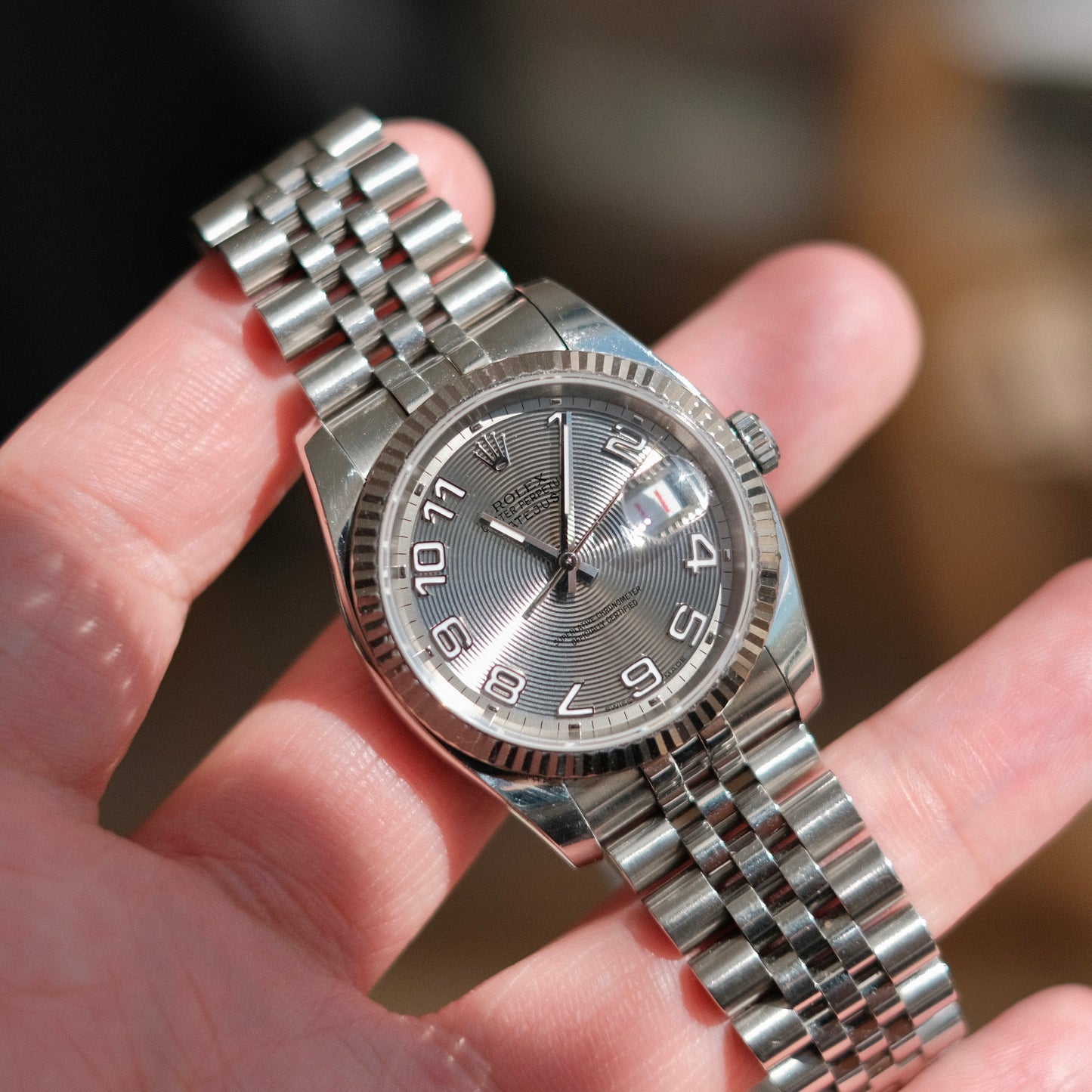 2005 Datejust 36 ref 116234 ‘Concentric Racing’ dial, Box & Papers.