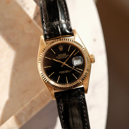 1979 Datejust 36 18k Gold with black dial, ref 16018
