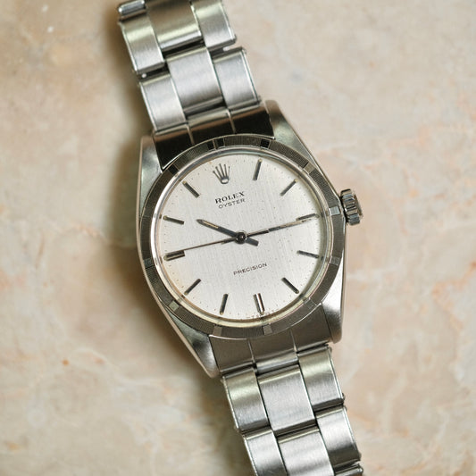 1970 Oyster Perpetual 34 ‘linen dial’ ref 6427, Box & Papers.