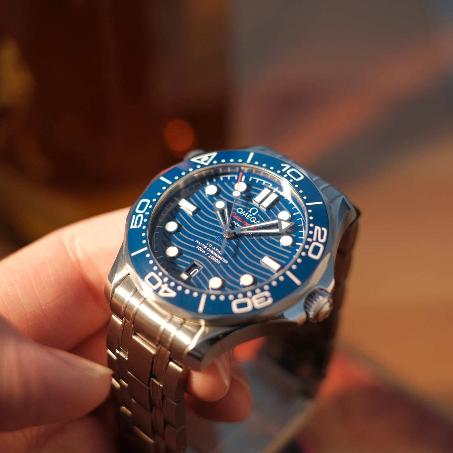 2019 Seamaster Professional Ceramic Blue on Bracelet, Box & Papers.