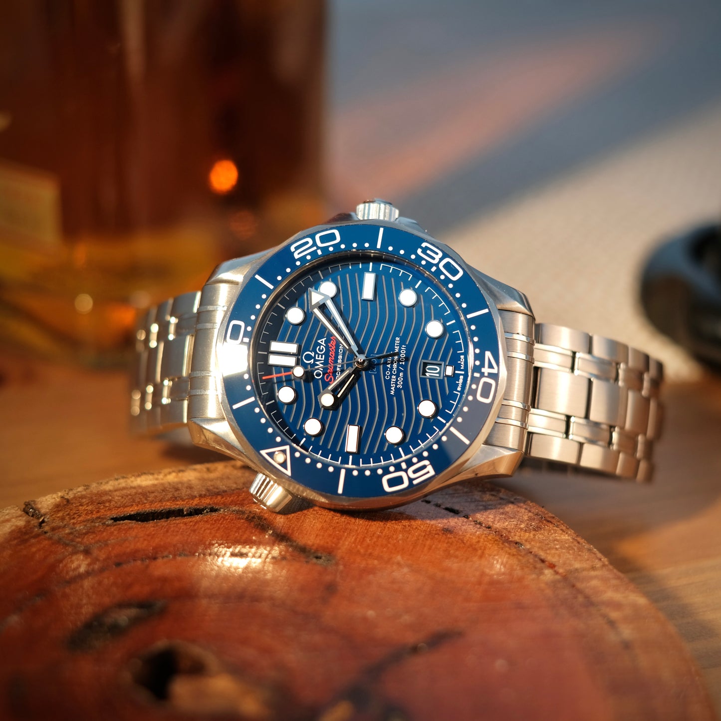 2019 Seamaster Professional Ceramic Blue on Bracelet, Box & Papers.