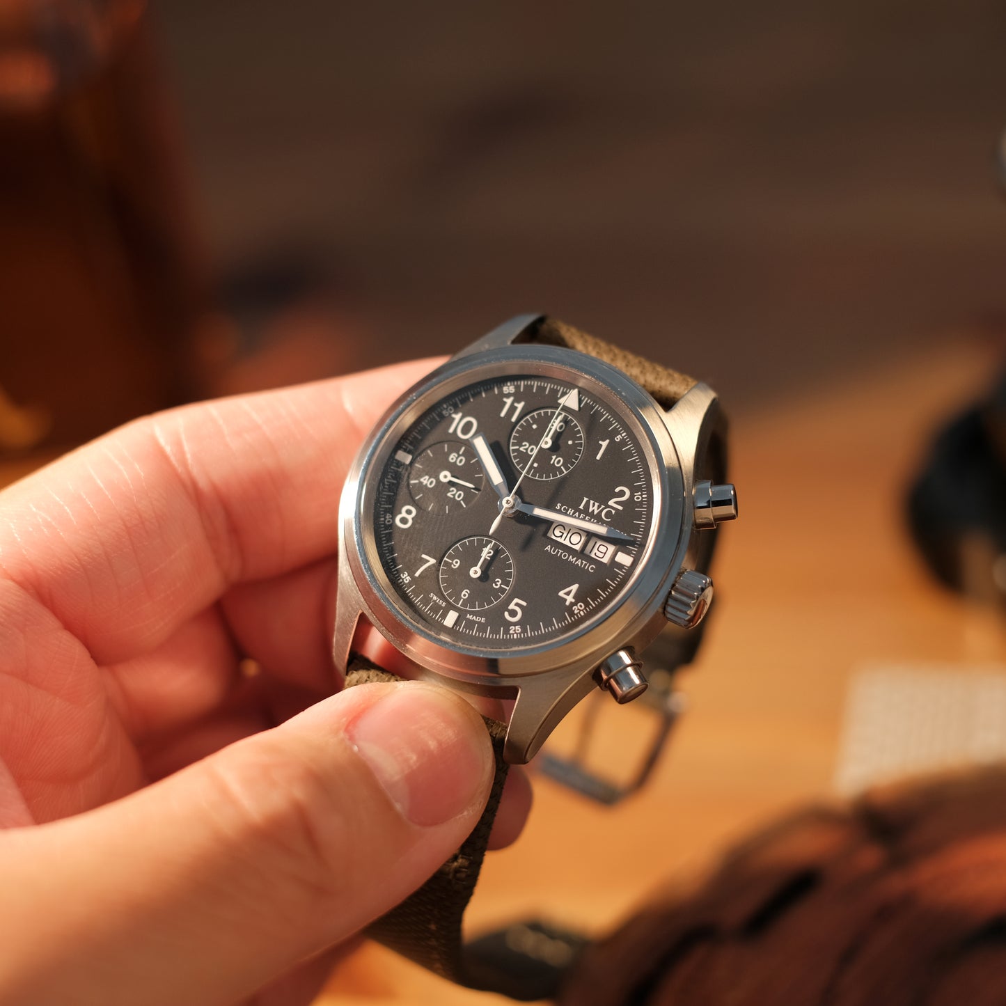 Circa 2000's Pilot’s FliegerChronograph 3706 Italian Market, ref IW370602 with Box.