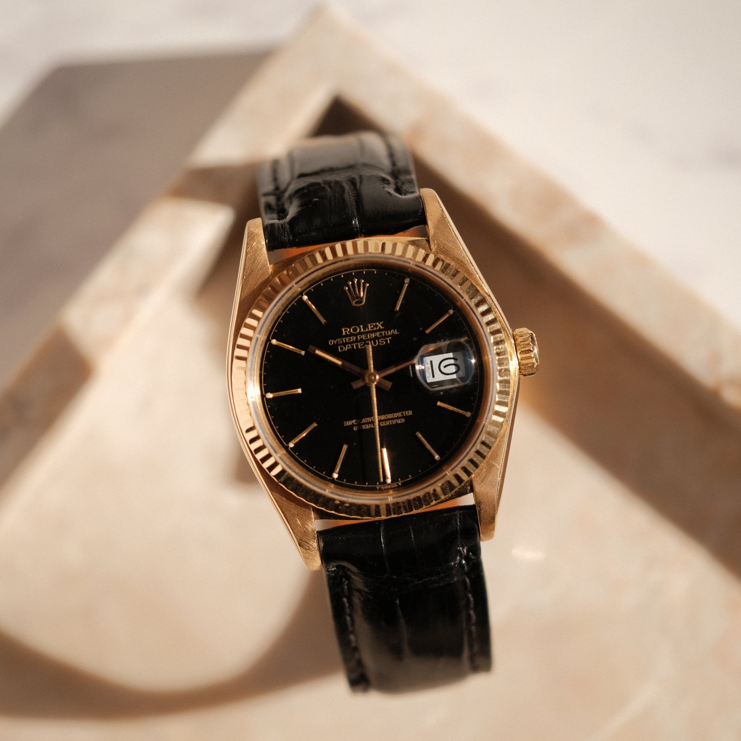 1979 Datejust 36 18k Gold with black dial, ref 16018