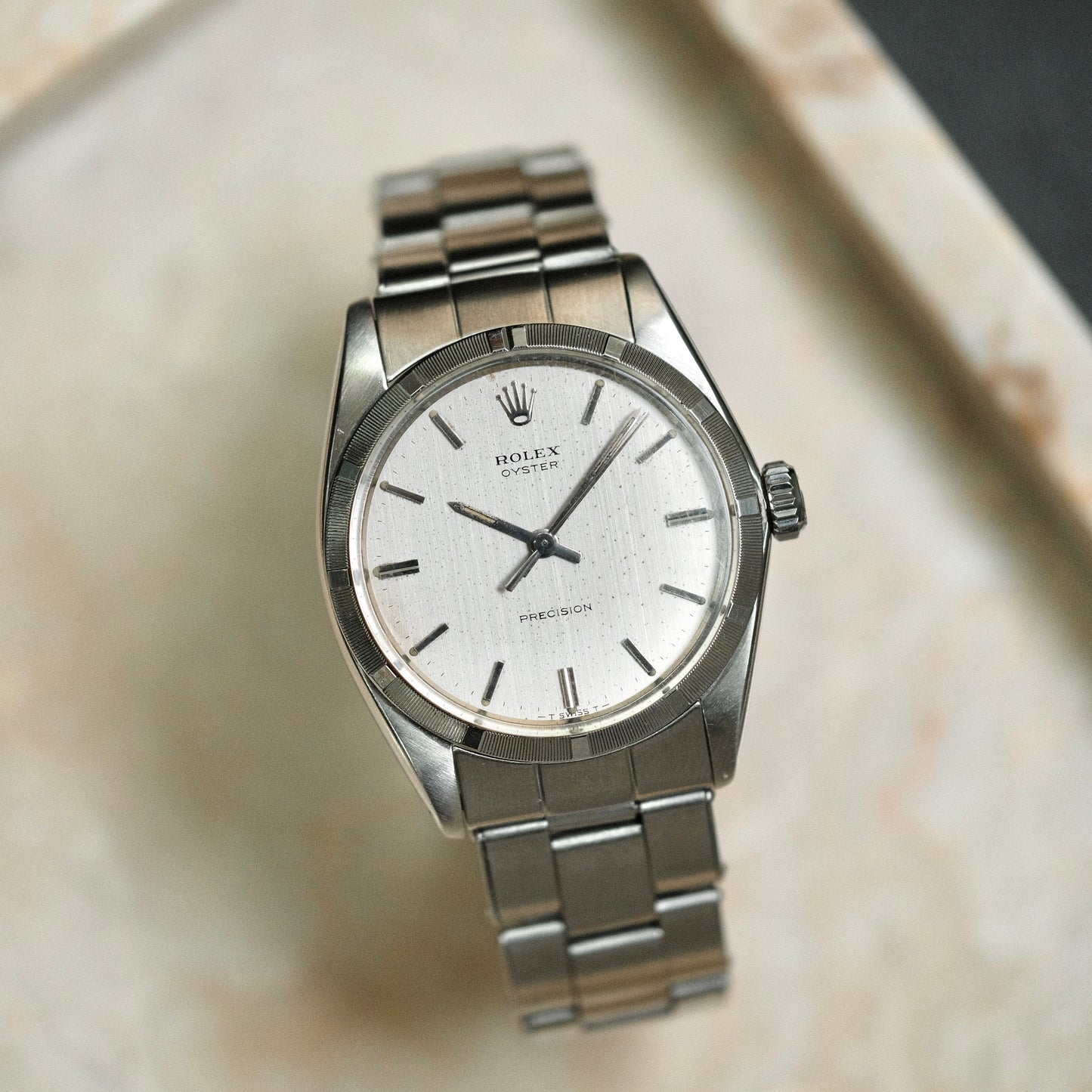 1970 Oyster Perpetual 34 ‘linen dial’ ref 6427, Box & Papers.