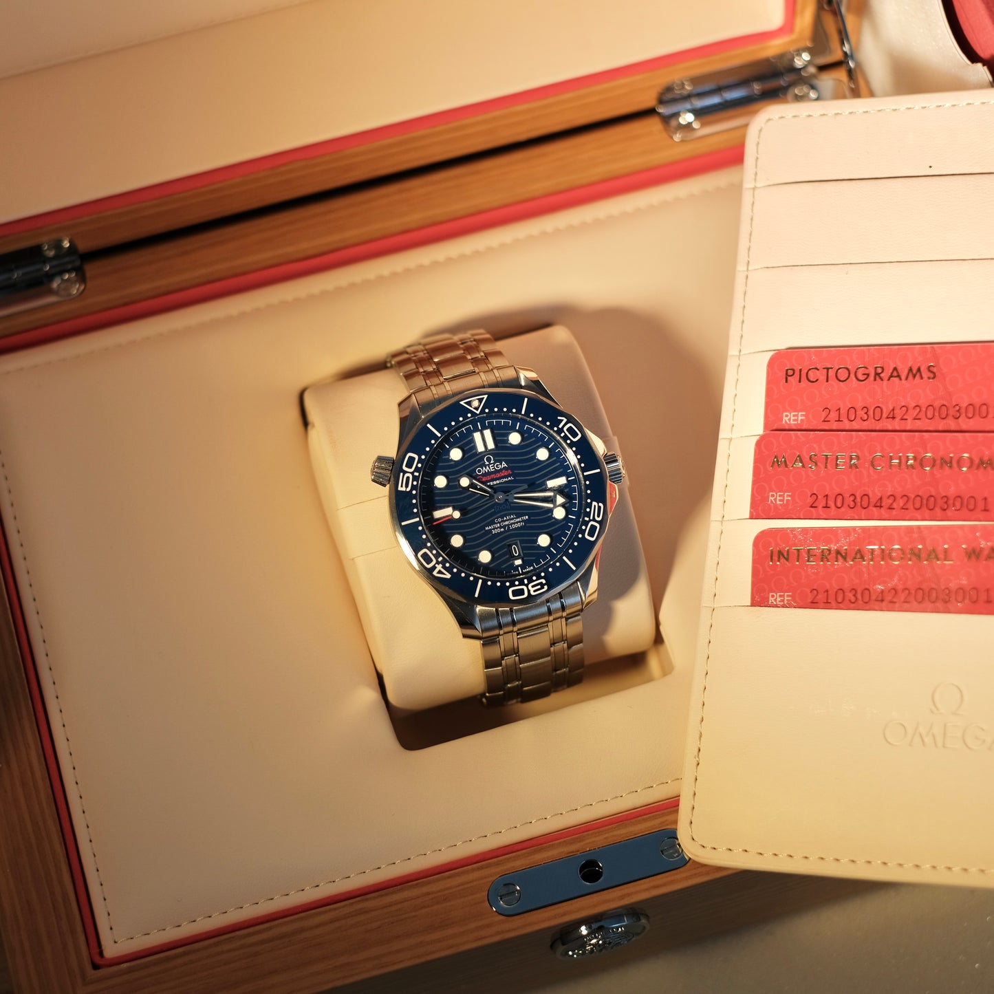 2019 Seamaster Professional Ceramic Blue on Bracelet, Box & Papers.
