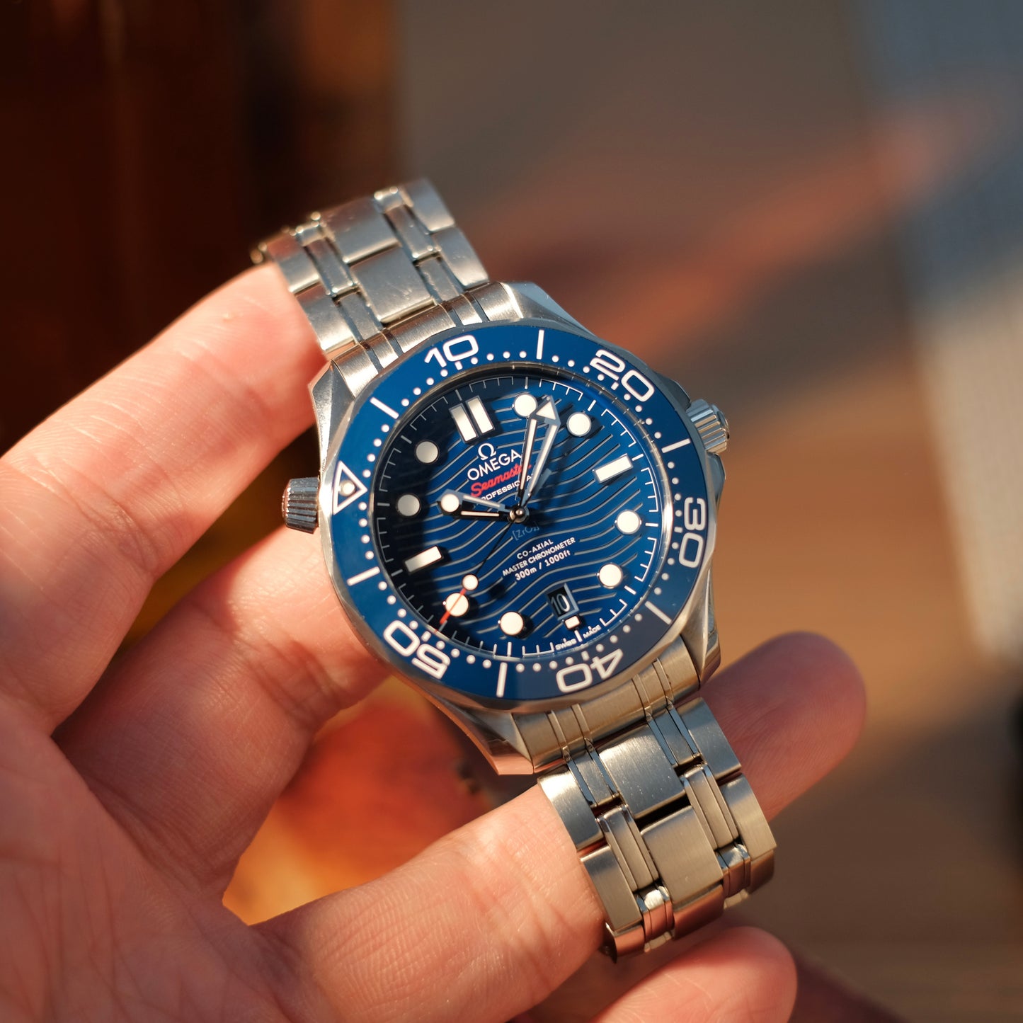 2019 Seamaster Professional Ceramic Blue on Bracelet, Box & Papers.
