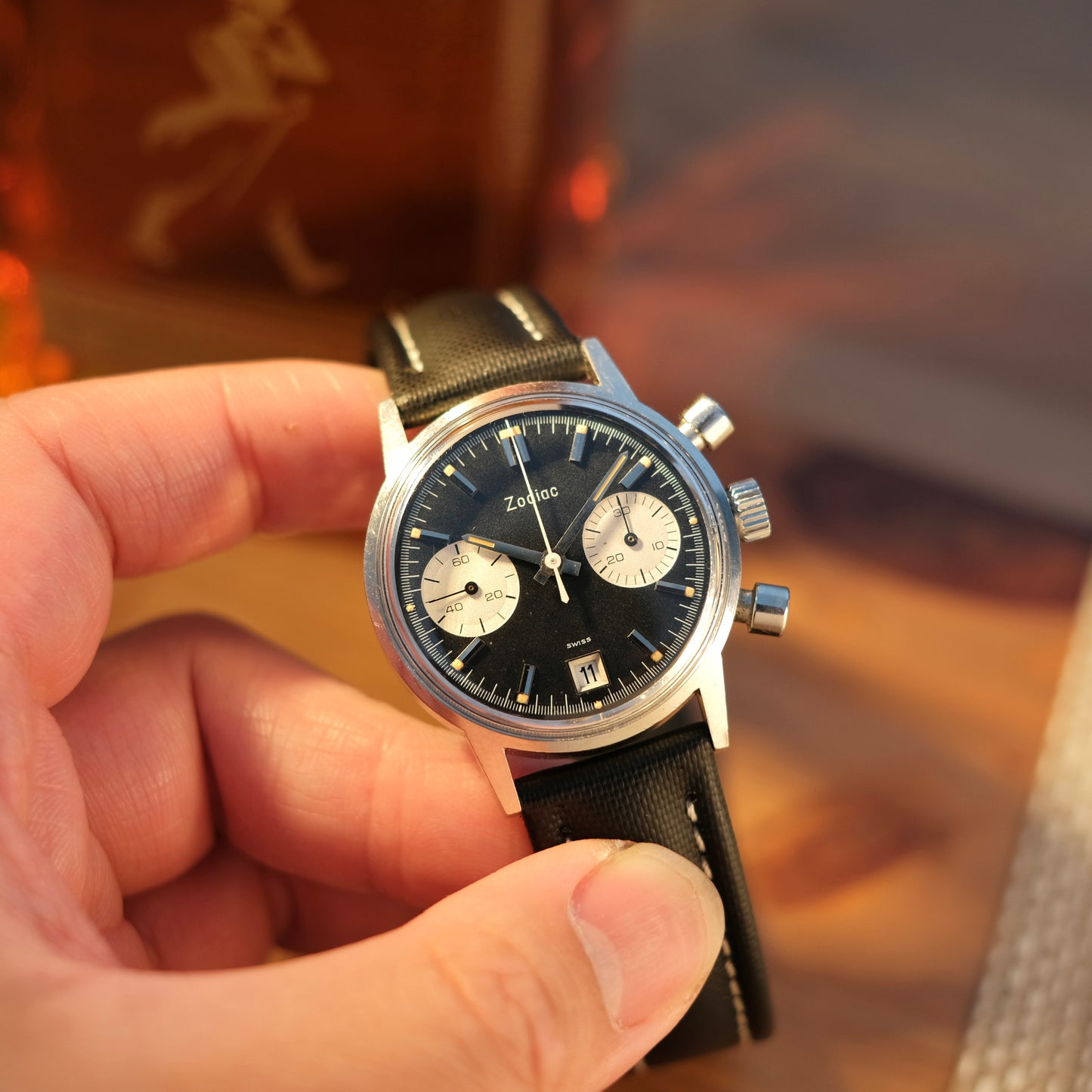 Circa 1960’s Reverse Panda Chronograph ref 7823 “Poor man’s Carrera”, Watch Only & Exceptional Condition!