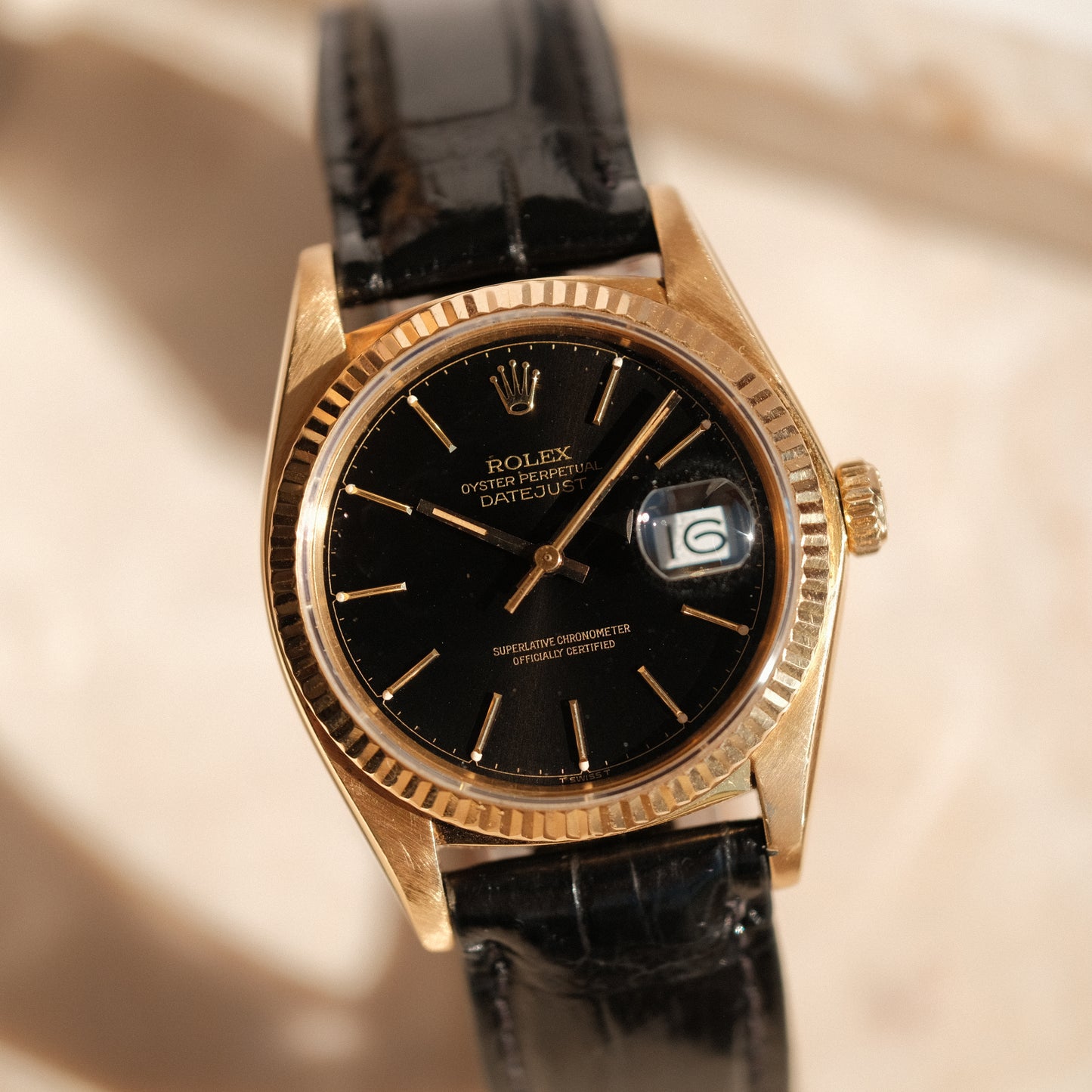 1979 Datejust 36 18k Gold with black dial, ref 16018