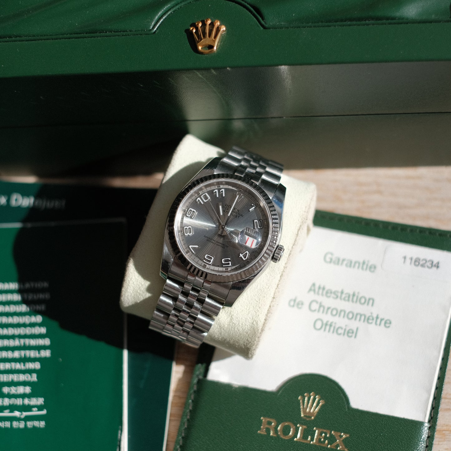 2005 Datejust 36 ref 116234 ‘Concentric Racing’ dial, Box & Papers.