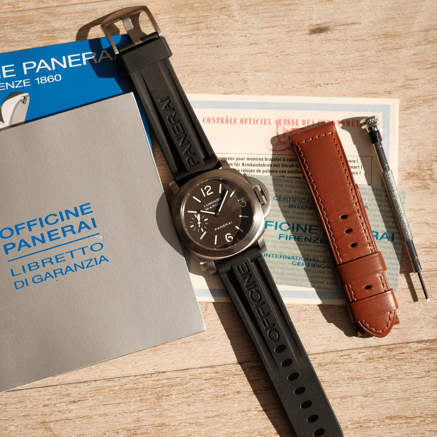 2003 Luminor Marina Tobacco Dial PAM00061C, Rare & Full Set!