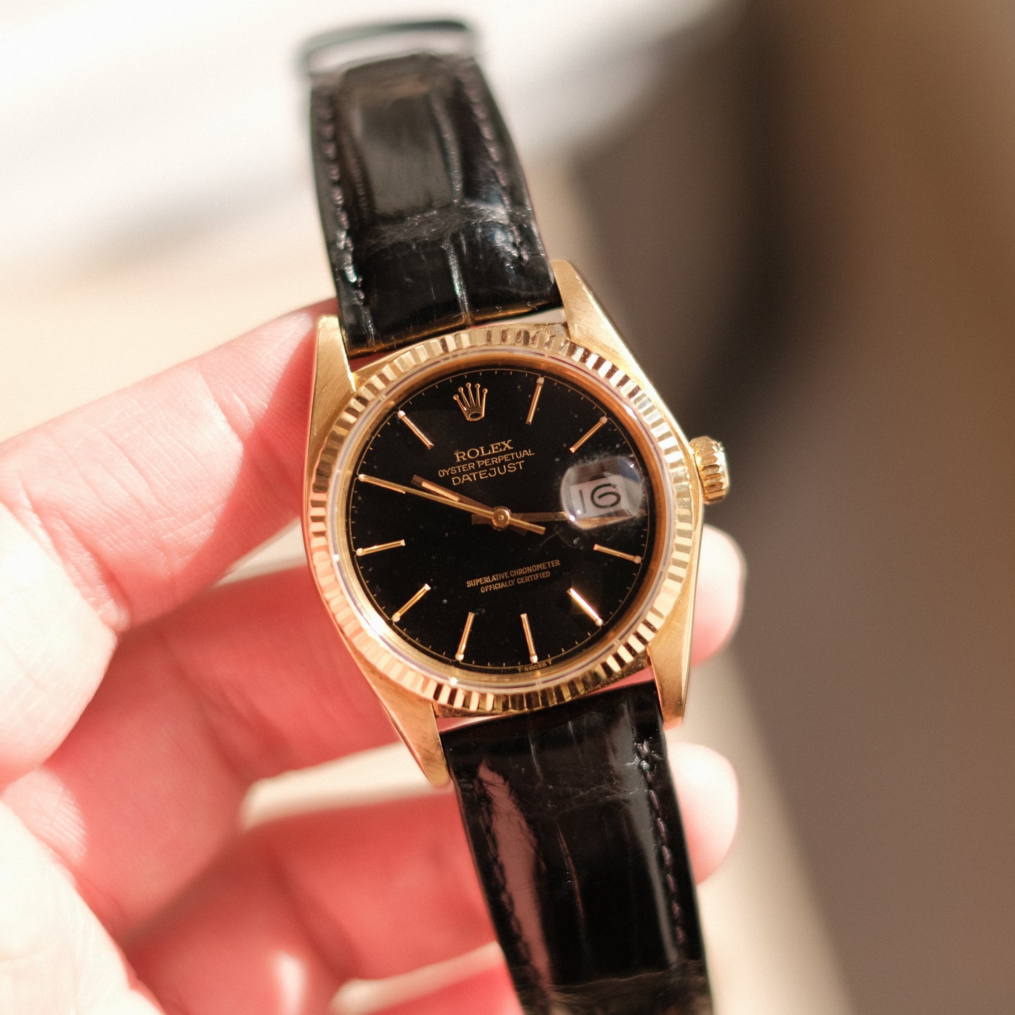 1979 Datejust 36 18k Gold with black dial, ref 16018